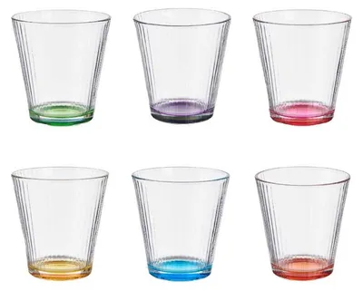 Produktbild von 6x Gläser Set bunte Trinkkglas Wassergläser Trinkgläser Glas Becher 310 ml 82269