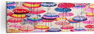 Produktbild von Bild auf Leinwand - Leinwandbild - Regenschirme City Dekoration Himmel - 160x50cm - Wand Bild - Wanddeko - Leinwanddruck - Bilder - Kunstdruck - Leinwand bilder - Wandkunst - AB160x50-3145