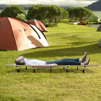 Imagen del producto de Cama plegable para camping, 190 * 65 * 17 cm. Cama portátil y plegable, ligera, con capacidad de hasta 150 kg. Ideal para camping, viajes, uso en interiores y exteriores, playa, jardín, viajes por carretera y senderismo
