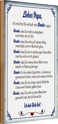 Produktbild von Holzschild Spruch 20x30cm lieber Papa Ich hab dich lieb