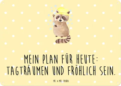 Produktbild von Mr. & Mrs. Panda tafel Waschbär DIN A5 - Gelb Pastell - Geschenk, Schild, Türschild, Lustige Sprüche, Seifenblasen, Fröhlich, Wandbild, Tagträumen, Magnetschild, Waschen