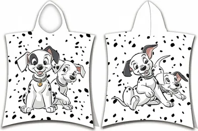 Immagine prodotto di Poncho da bagno Disney 101 Dalmati, poncho con cappuccio Lucky Patch Penny 50x115 cm, bianco per bambini