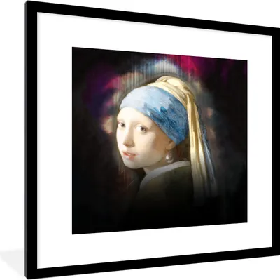 Produktbild von MuchoWow® MuchoWow® Gerahmtes Poster Das Mädchen mit dem Perlenohrring - Vermeer - Kunst 40x40 cm - Poster mit zchwarzem Bilderrahmen - Poster - Plakat im Rahmen