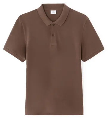 Produktbild von Teone Poloshirt M, braun, aus leichtem, strukturiertem Baumwollpiqué mit verstellbarem Schnitt
