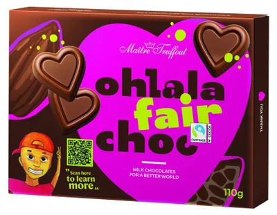 Produktbild von Maître Truffout Ohlala Herzpralinen mit Haselnusscremefüllung 110g