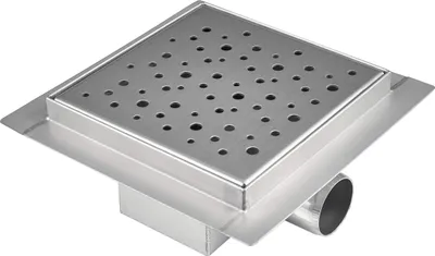 Produktbild von VILSTEIN Duschrinne aus Edelstahl I Quadrat I Bodenablauf I Extra Flach I inkl. Siphon mit Geruchsstop - Kreise 20x20 cm