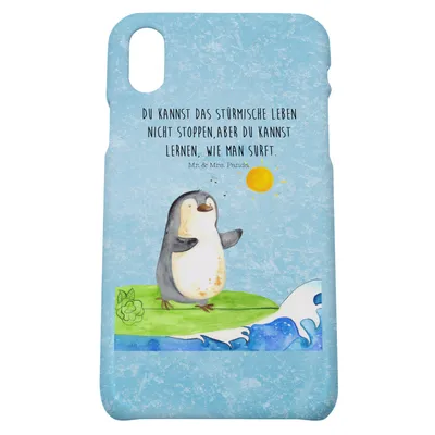 Produktbild von Mr. & Mrs. Panda Iphone 10 Handyhülle Pinguin Surfer - Eisblau - Geschenk, Cover, Urlaub, Hülle, Handy, X, Optimistisch, Hawaii, Motiviert, Portugal