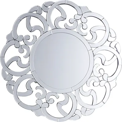 Produktbild von BELIANI Wandspiegel Silber MDF-Platte Glas Rund 70 cm Glamour