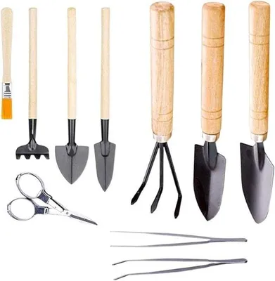 Produktbild von Famanu Gartenwerkzeug Set - Ergonomische Holzgriffe - 10-teilig