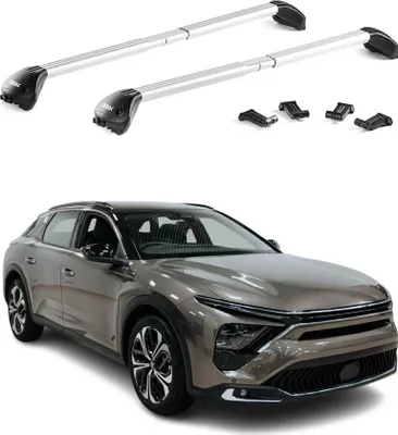 Image de Barres de toit transversales pour Citroen C5X 2022-2025 Alu Gris Argenté 2x ABE