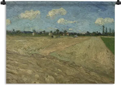 Produktbild von MuchoWow® Wandteppich Wandbehang Gepflügte Felder - Vincent van Gogh 150x112.50 cm Tapisserie Dekoration Wandtuch - Wanddecke - Wandteppiche