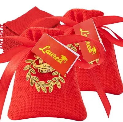 Geschenktüten aus Jute, 50 Stück, Gold, für Abschlussfeiern