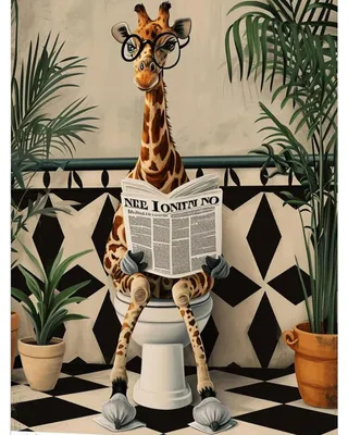 Productafbeelding van Diamant schilderen set met giraffe op toilet, 30 x 40 cm