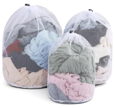 Produktbild von 3er Set Wäschenetze für Waschmaschine, 30x40cm/40x50cm/50x60cm, Feinmaschig mit Kordelzug