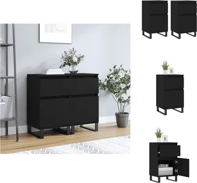 Produktbild von vidaXL Sideboards 2 Stk. Schwarz 40x35x70 cm Holzwerkstoff -  Sideboards