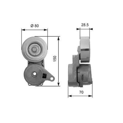 Produktbild von GATES T38413 Spannrolle Keilrippenriemen 80mm für MITSUBISHI GRANDIS (NAW) Lancer VII Limousine (CSA, CTA) OUTLANDER I (CUW) Lancer VII Kombi
