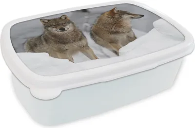 Obrázek produktu pro KitchenYeah® Lunch Box Snack Box 17x11 cm Wolf - Snow - Animals Kids Snack Box - Lunch Box - Kids - Sandwich Box - School Box - Lunch Boxy