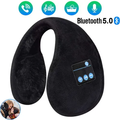 Produktbild von Ohrenschützer Kopfhörer Bluetooth Faltbare Ohrwärmer,Bluetooth V5.0 Kabellos Musik Over-Ear Headsets mit Mikrofon,Warme Gemütlich Vlies Ohrenschützer Winter Damen Herren