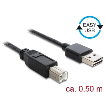 Produktbild von DeLOCK 0.5m, USB2.0-A/USB2.0-B, 0,5 m, USB A, USB B, USB 2.0, Männlich/Männlich, Schwarz