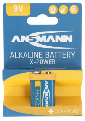 Productafbeelding van Ansmann X-Power alkaline batterij, 9V, 6LR61, verpakt per stuk in een kartonnen blisterverpakking