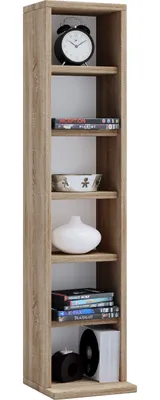 Immagine prodotto di Ripiano in legno in piedi | Cabinetto CD salvaspazio per 102 CD o 36 DVD | Dimensioni: H. 92 x W. 21 x D. 20 cm | Elegante scaffale DVD in piedi | Ripiano Blu-Ray | Scaffale CD - Elementa