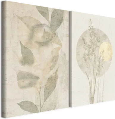 Produktbild von murando - Akustikbild Bilder XL Set Florale Abstraktion Kunstdruck auf Leinwandbild 80x60cm 2 Teilig je 40x60cm Collage 2er Kunst Wandpaneele Schalldämmung Leinwandbilder Dekoration - a-H-10150-b-a