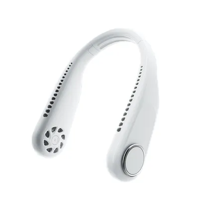 Imagen del producto de Ventilador de cuello portátil, con alimentación USB, recargable, sin aspas, mini ventilador, color blanco