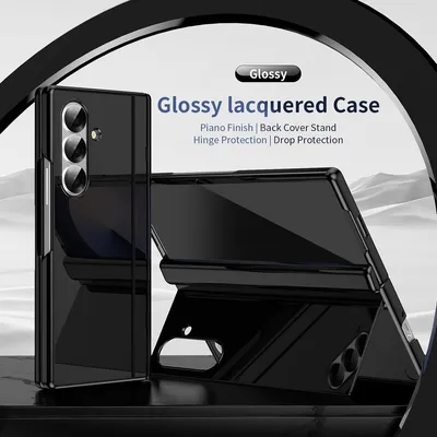 Obrázek produktu pro Pouzdro pro Samsung Galaxy Z Fold 7 s magnetickým stojánkem, ochranou pantu, fólií na displej a tvrdým PC krytem Černý