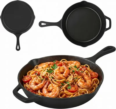 Obrázok produktu pre Hage, liatinová panvica s emailovaným povrchom, vhodná na všetky typy sporákov, priemer 26 cm, čierna, matná