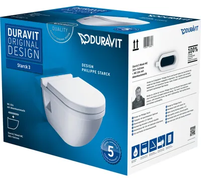 Produktbild von Duravit Starck 3 SET Wand-WC inklusive WC-Sitz mit Absenkautomatik, weiß, 42000900A1