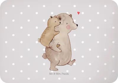 Produktbild von Mr. & Mrs. Panda magnet Papa Bär - Grau Pastell - Geschenk, Muttertag, rechteckmagnet, Vatertag, wandmagnet, Vater, Notizhalter, Geburtstag, Kühlschrankmagnet, Papi