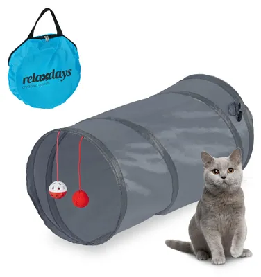 Katzentunnel faltbar Pop-up 50x25 cm mit Spielzeug & Tasche
