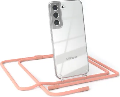 Produktbild von EAZY CASE Handykette für Samsung Galaxy S22 5G, Clear Case aus Silikon, mit Umhängeband, abnehmbare Endstücke, Handyband in Rosa