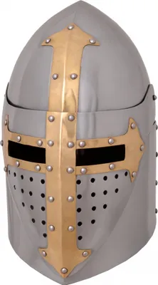 Produktbild von Topfhelm mit klappbarem Visier, 1,6 mm Stahl, poliert