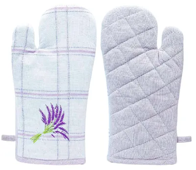 Obrázek produktu pro ARÔME HOME Kuchyňská chňapka Fialové káro, výšivka Levandule