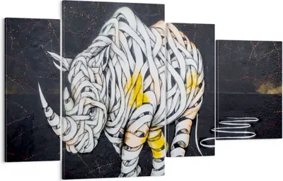Produktbild von Bild auf Leinwand - Leinwandbild - Nashorn modern - 120x70cm - Wand Bild - Wanddeko - Wandbilder - Leinwanddruck - Bilder - Kunstdruck - Wanddekoration - Leinwand bilder - Wandkunst - DL120x70-3706