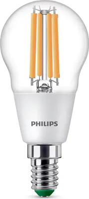 Produktbild von Philips Filament-Kerzenlampe, P45 E14, transparent, 40 W, 2,3 W, 40 W, E14, 485 lm, 50000 h, Warmweiß