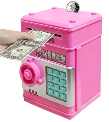 Produktbild von Elektronisches Sparschwein für Kinder, Spardose mit Passwort, Spielzeug, festliches Geburtstagsgeschenk (dunkelrosa)