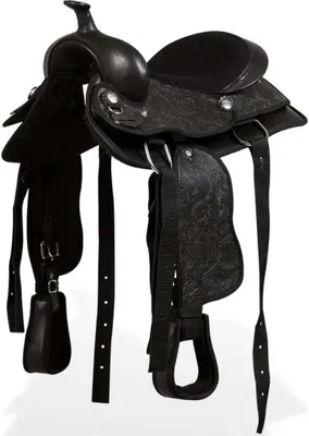 Produktbild von Möbel Western-Sattel, Halfter & Brustblatt Echtleder 13" Schwarz - Sättel 91356