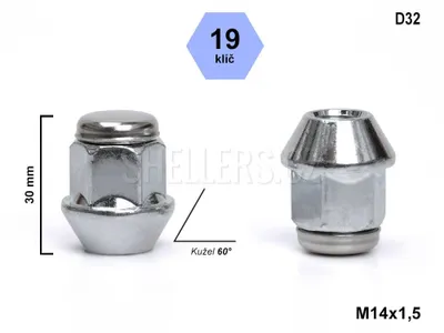 Produktbild von Kolbenmuttern M14x1,5 mit Kegelanschluss (Edelstahl, Deckel), Schlüsselweite 19, Durchmesser 32, Höhe 30