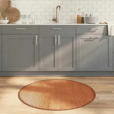 Produktbild von Möbel Teppich Rund Braun 100 cm Bambus - Designerteppiche 376986