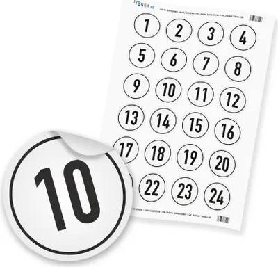 Produktbild von Zahlensticker Z09 1-24 Zahl schwarz