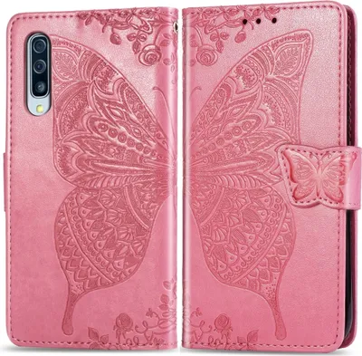 Produktbild von Mobigear Butterfly  Samsung Galaxy A50 Hülle Klapphülle Geldbörse - Pink