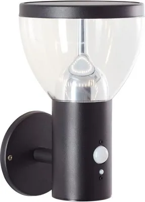 Immagine prodotto di Lampada da parete esterna a LED solare, BRILLIANT TULIP, sensore di movimento, 4W, 430 lumen, acciaio inossidabile e plastica, nero