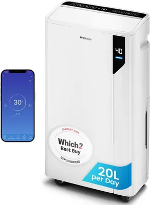 Produktbild von Pro Breeze Luftentfeuchter 20L in 24h Entfeuchtungsleistung - Luftentfeuchter elektrisch mit Wäschemodus, Feuchtigkeitssensor, Luftfilter, Timer - Gegen Schimmel - Entfeuchter elektrisch für bis 35m²