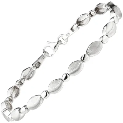 Produktbild von 5,4mm Armband aus 925 Silber teilmattiert & rhodiniert 19cm Armschmuck Damen