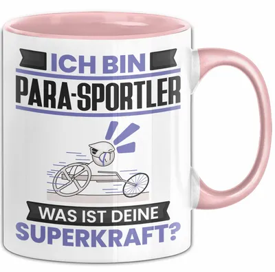 Produktbild von Para-Sportler Tasse Geschenk für Para-Sportler Geburtstag Lustiger Spruch Kaffee-Becher Was Ist Deine Superkraft (Rosa)