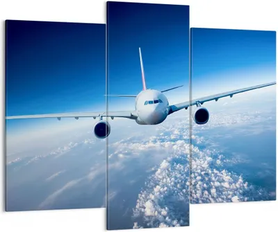 Produktbild von Bild auf Leinwand - Leinwandbild - Flugzeug himmel wolken flug - 130x100cm - Wand Bild - Wanddeko - Leinwanddruck - Bilder - Kunstdruck - Wanddekoration - Leinwand bilder - Wandkunst - CB130x100-2723