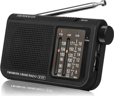 Produktbild von Retekess V117 Radio mit Batteriebetrieben, FM AM SW Tragbares Radio, Großes Display-Zifferblatt, Geschenke für ältere Menschen(Schwarz)