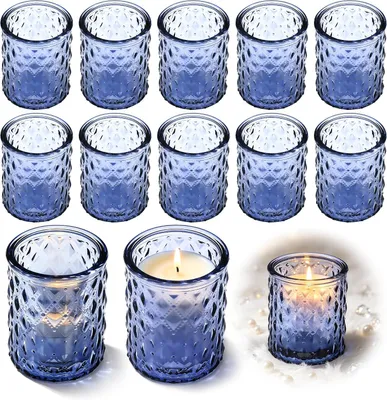 Produktbild von 12 Teelichthalter, blau, aus Glas, Kerzenhalter